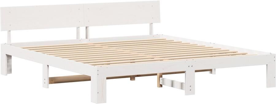VidaXL Bedframe met hoofdeinde Wit 180 x 200 cm Massief grenenhout