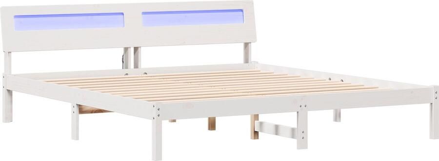 VidaXL Bedframe met hoofdeinde Wit 180 x 200 cm Massief grenenhout