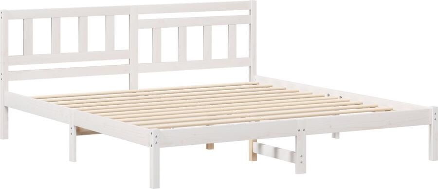 VidaXL Bedframe met hoofdeinde Wit 200 x 200 cm Massief grenenhout