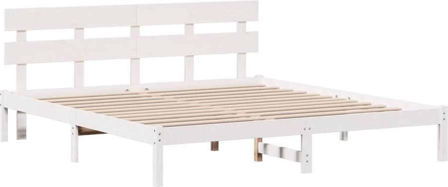 VidaXL Witte Grenen Bedframe Wit Massief grenenhout 180 x 200 cm