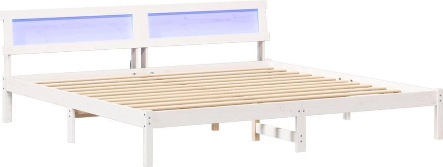 VidaXL Bedframe met hoofdeinde Wit 180 x 200 cm Massief grenenhout