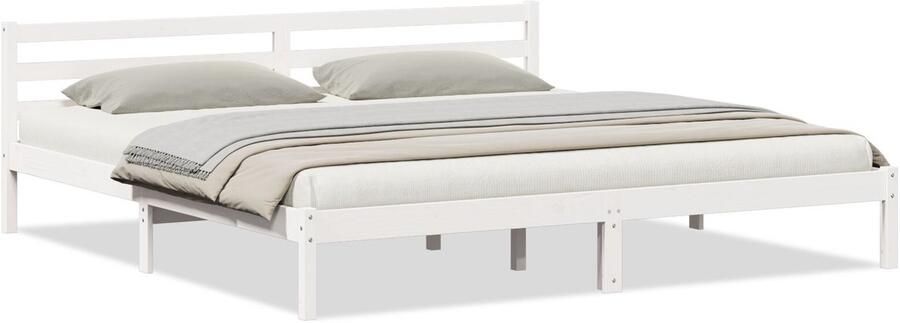 VidaXL Bedframe met hoofdeinde Wit 210 x 200 cm Massief grenenhout - Foto 2