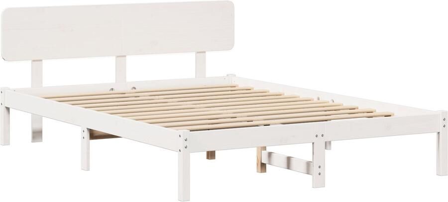 VidaXL Bedframe met hoofdeinde Wit 140 x 200 cm Massief grenenhout