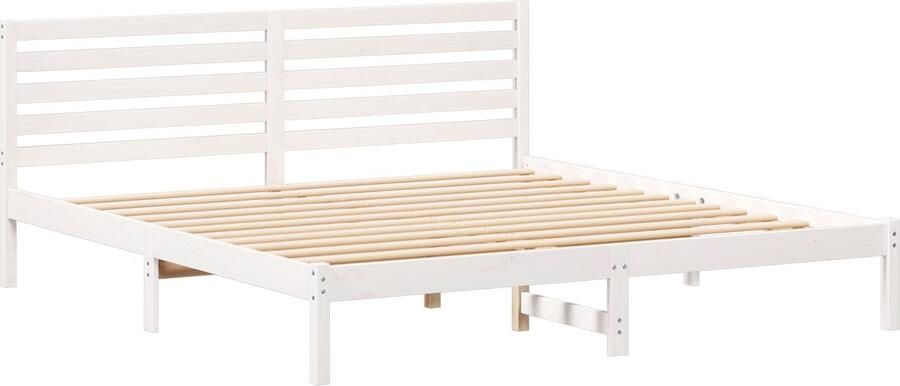 VidaXL Bedframe met hoofdeinde Wit 200 x 200 cm Massief grenenhout