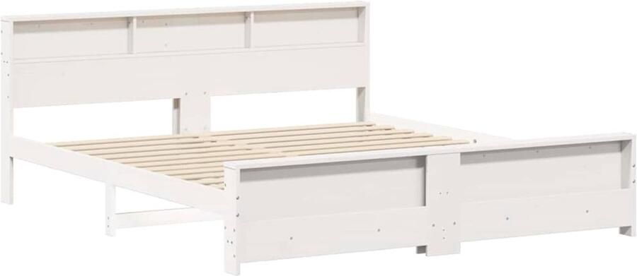 VidaXL Bedframe met hoofdeinde Wit 200 x 200 cm Massief grenenhout