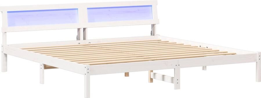 VidaXL Bedframe met hoofdeinde Wit 200 x 200 cm Massief grenenhout