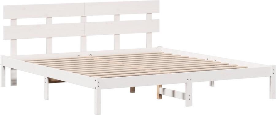 VidaXL Bedframe met hoofdeinde Wit 200 x 200 cm Massief grenenhout
