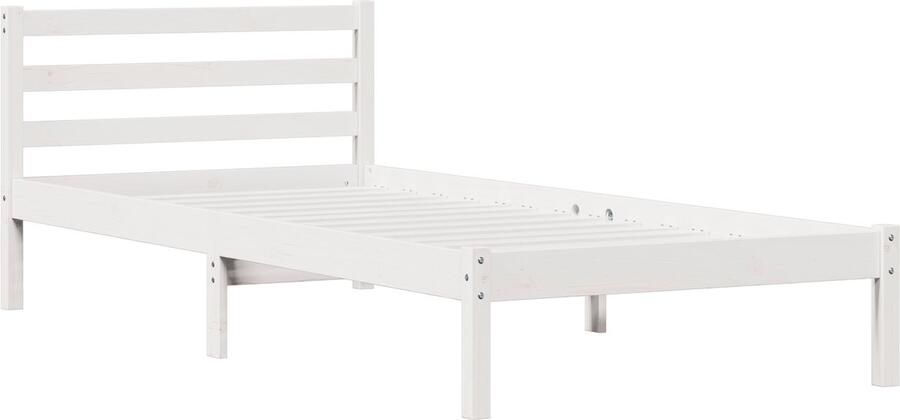 VidaXL Bedframe met hoofdeinde Wit 210 x 90 cm Massief grenenhout