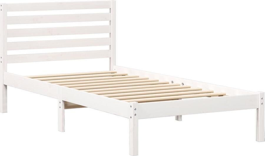 VidaXL Bedframe met hoofdeinde Wit 90 x 190 cm Massief grenenhout