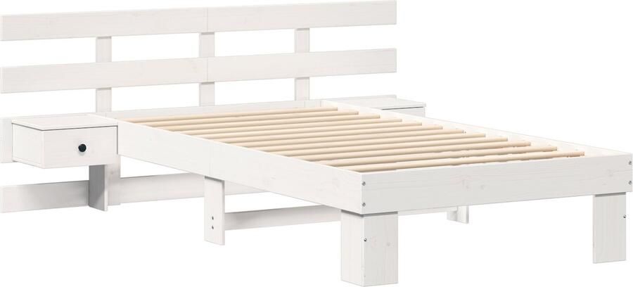 VidaXL Bedframe met hoofdeinde Wit 90 x 190 cm Massief grenenhout