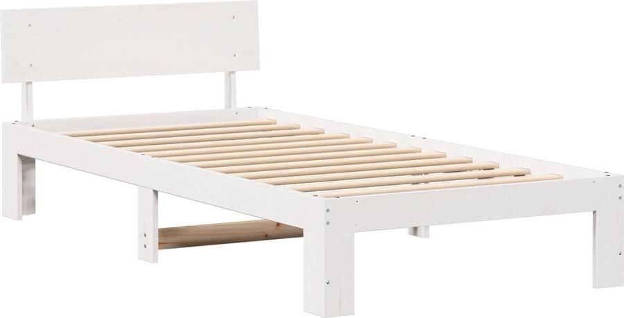 VidaXL Bedframe met hoofdeinde Wit 100 x 200 cm Massief grenenhout
