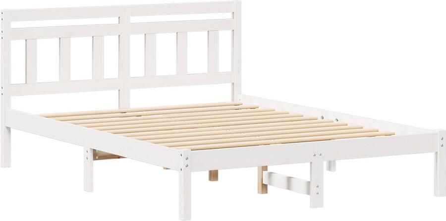 VidaXL Bedframe met hoofdeinde Wit 140 x 190 cm Grenenhout