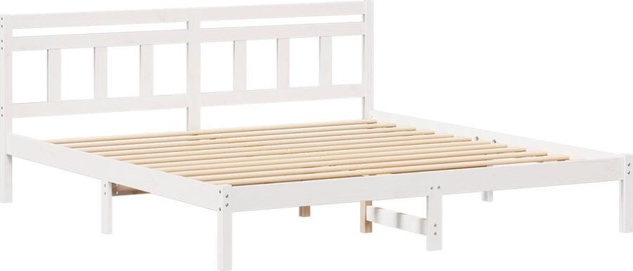VidaXL Bedframe met hoofdeinde Wit 200 x 200 cm Massief grenenhout