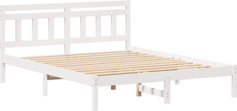VidaXL Bedframe met hoofdeinde Wit 160 x 200 cm Massief grenenhout