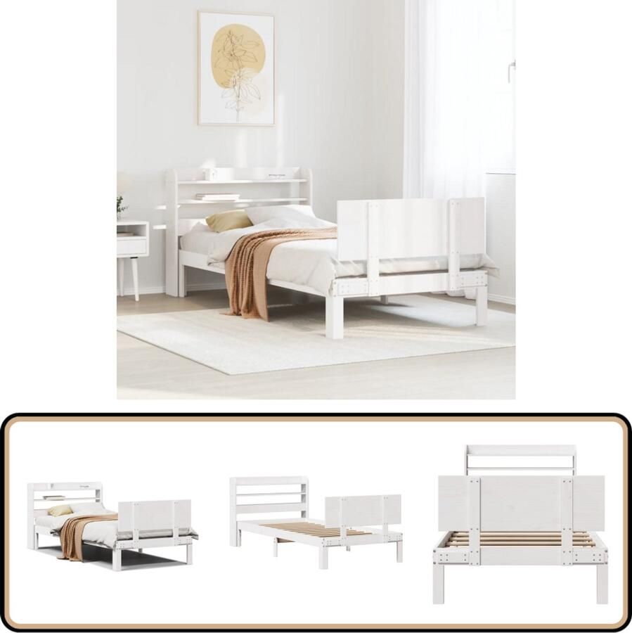 VidaXL Bedframe met hoofdeinde zonder matras 100x200 cm wit