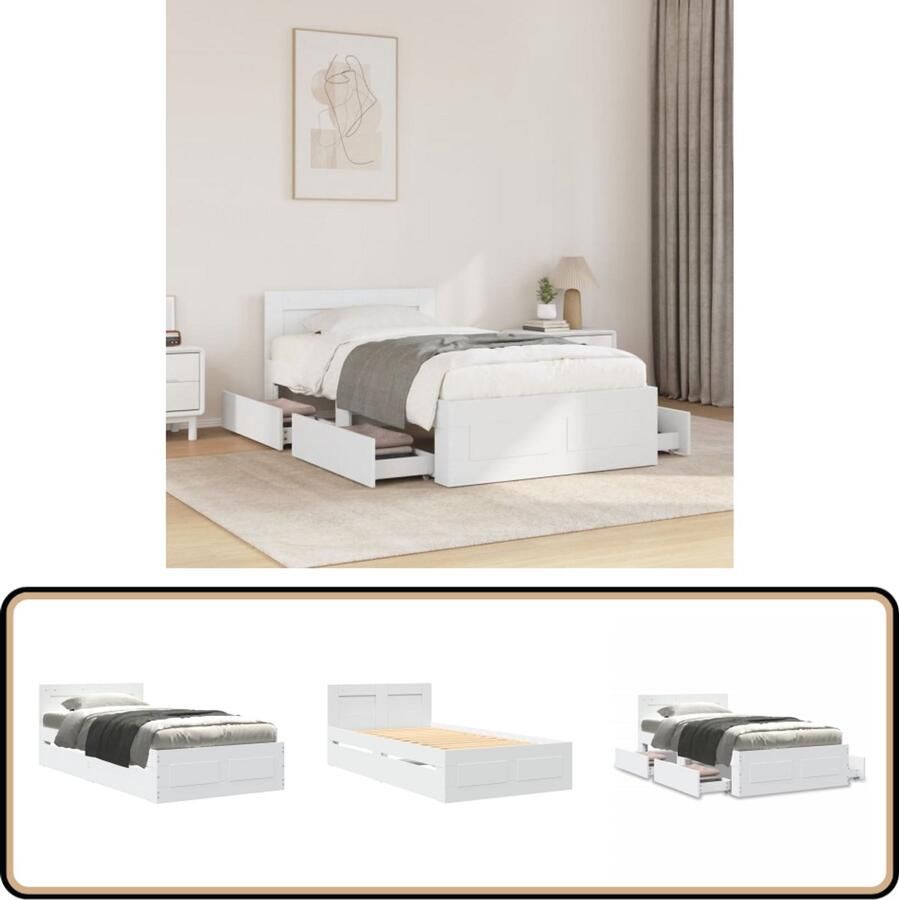 VidaXL Bedframe met hoofdeinde zonder matras 100x200 cm wit
