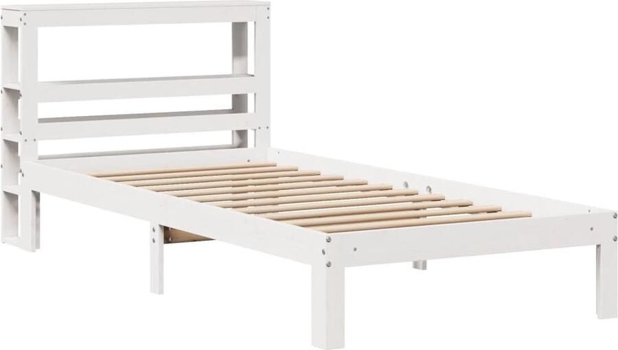 VidaXL Bedframe met hoofdeinde 100x200 cm massief grenenhout wit