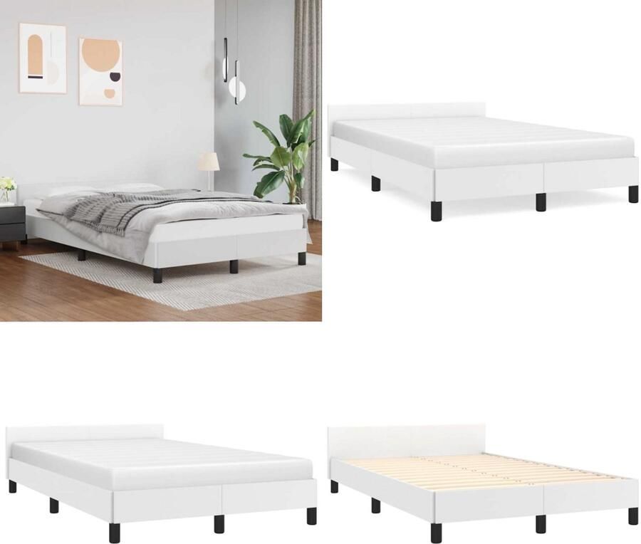 VidaXL Bedframe met hoofdeinde zonder matras 120x200 cm wit Bedframe Met Hoofdbord Bedframes Met Hoofdborden Bedframe Bed
