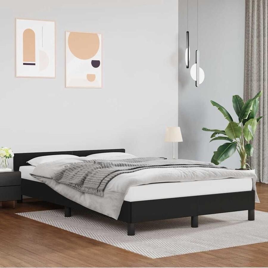 VidaXL Bedframe 120x200 cm Zwart Kunstleer Slaapcomfort Bed Frame Boxspring Tweepersoonsbed Hoofdbord Design Bed Zwarte Bedbank - Foto 2