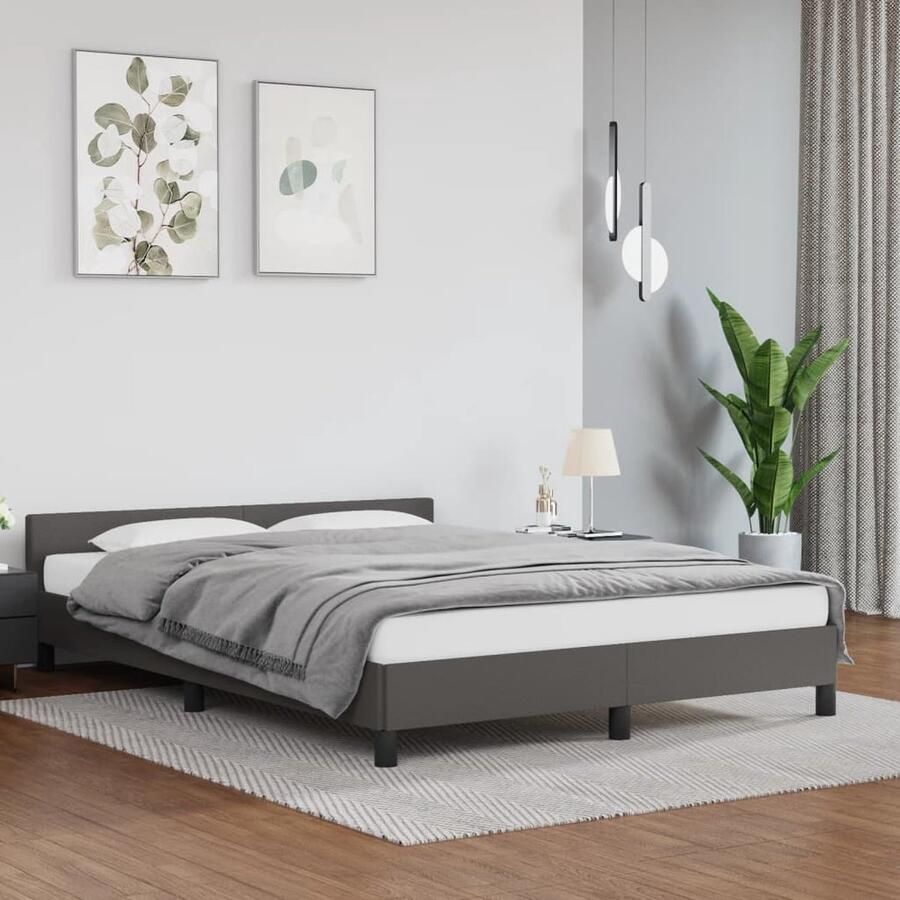 VidaXL Bedframe met hoofdeinde zonder matras 140x200 cm grijs