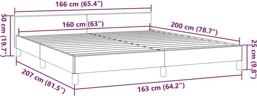 VidaXL Bedframe met hoofdeinde zonder matras 160x200 cm grijs - Foto 3