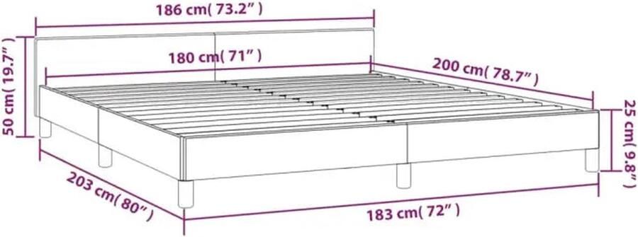 VidaXL Bedframe met hoofdeinde zonder matras 180x200 cm fluweel roze - Foto 3
