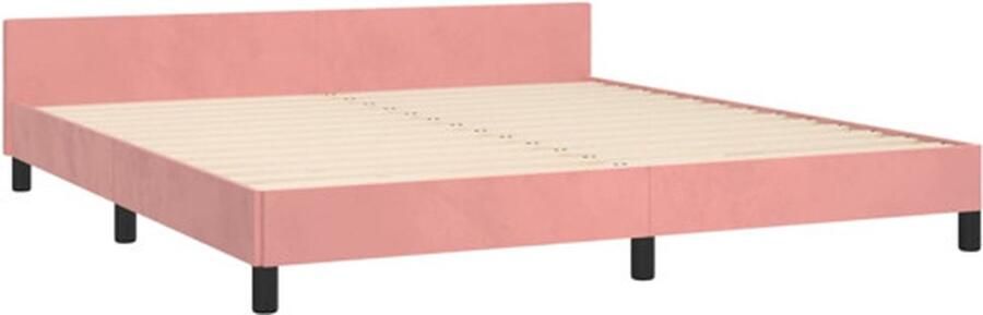 VidaXL Bedframe met hoofdeinde zonder matras 180x200 cm fluweel roze - Foto 4
