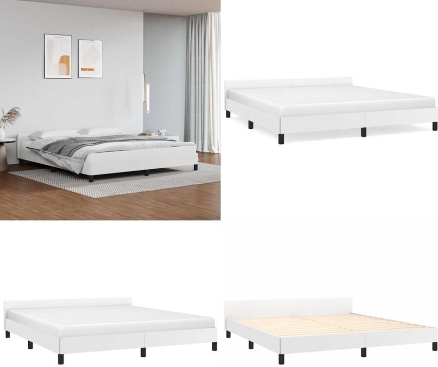VidaXL Bedframe met hoofdeinde zonder matras 180x200 cm wit Bedframe Met Hoofdbord Bedframes Met Hoofdborden Bedframe Bed