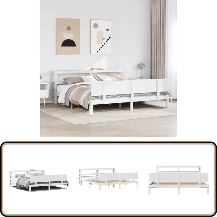 VidaXL Bedframe met hoofdeinde zonder matras 180x200 cm wit