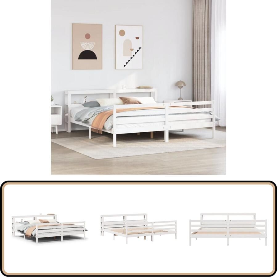 VidaXL Bedframe met hoofdeinde zonder matras 180x200 cm wit