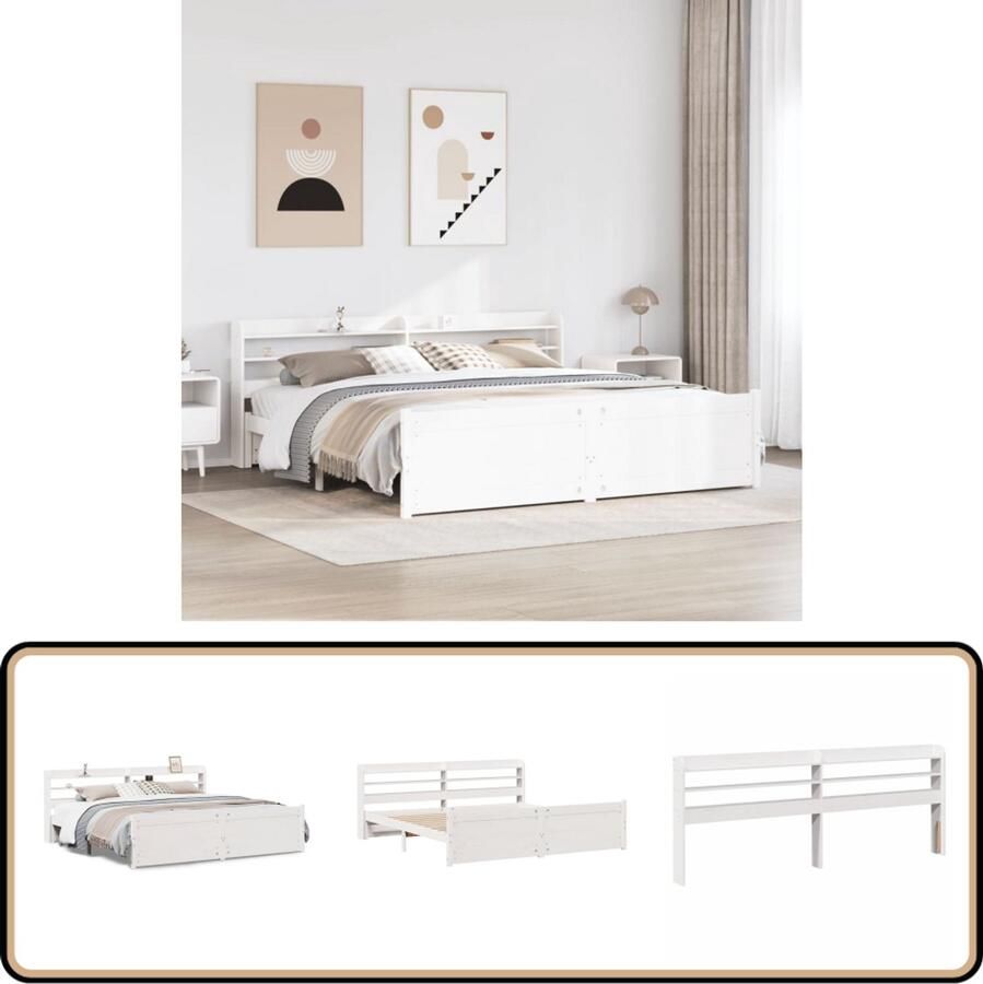 VidaXL Bedframe met hoofdeinde zonder matras 200x200 cm wit