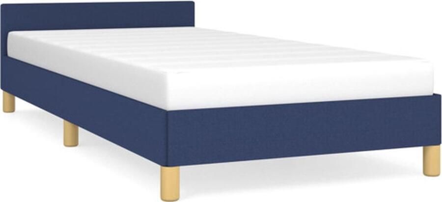 VidaXL Bedframe met hoofdeinde zonder matras 90x190 cm stof blauw - Foto 2