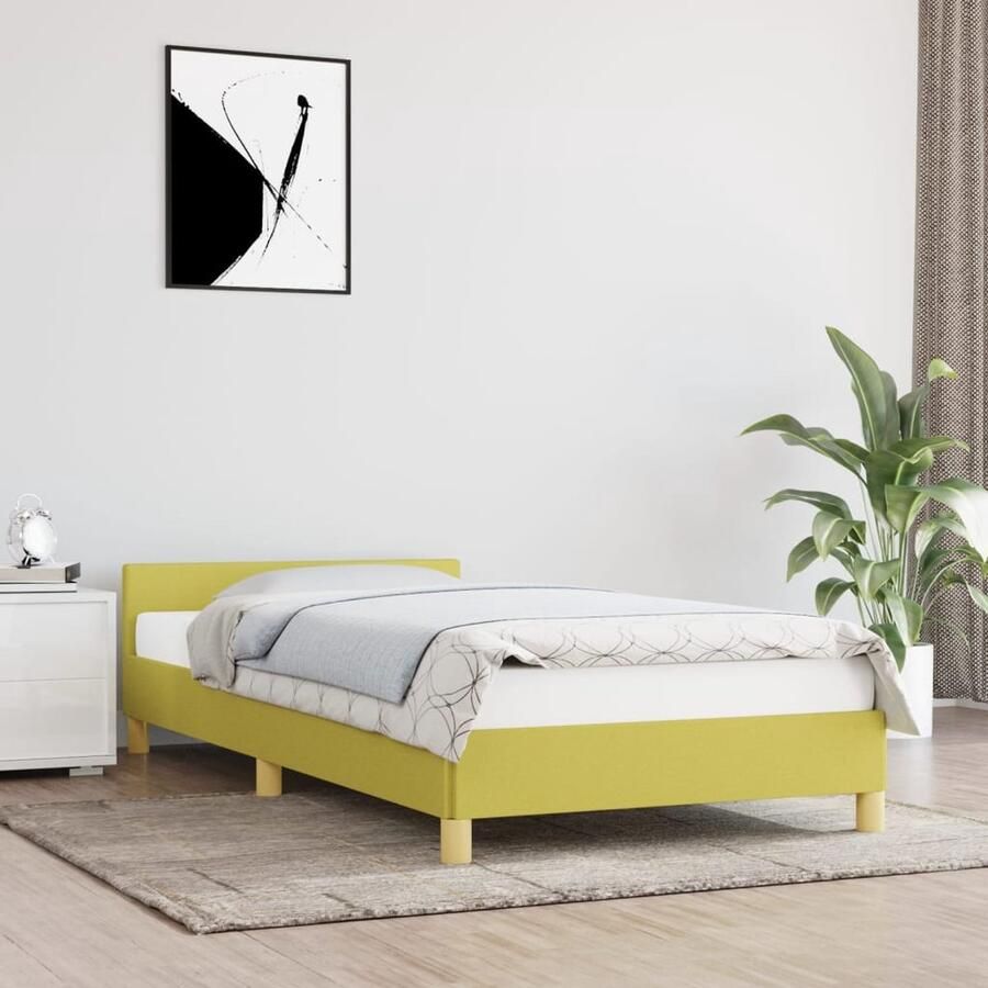 The Living Store Bedframe Groen 203x83x50 cm Duurzaam materiaal Ondersteunende poten Multiplex lattenbodem Exclusief matras Bedframe Slaapcomfort Houten Bed Groentone Bed Tweepersoons Bed