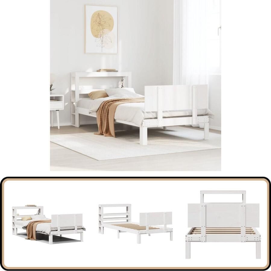 VidaXL Bedframe met hoofdeinde zonder matras 90x190 cm wit