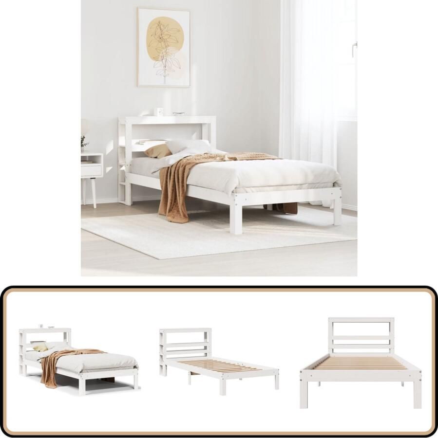 VidaXL Bedframe met hoofdeinde zonder matras 90x200 cm wit