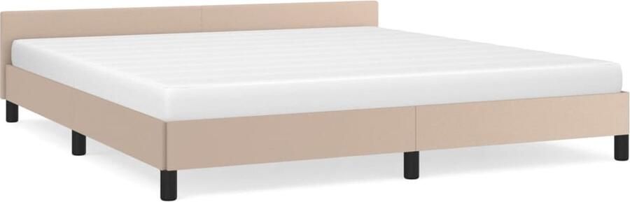 VidaXL -Bedframe-met-hoofdbord-kunstleer-cappuccinokleurig-180x200-cm - Foto 2