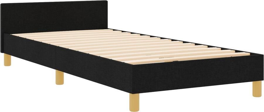 VidaXL Bedframe Set van 2 Zwart Massief hout stof 90 x 200 cm