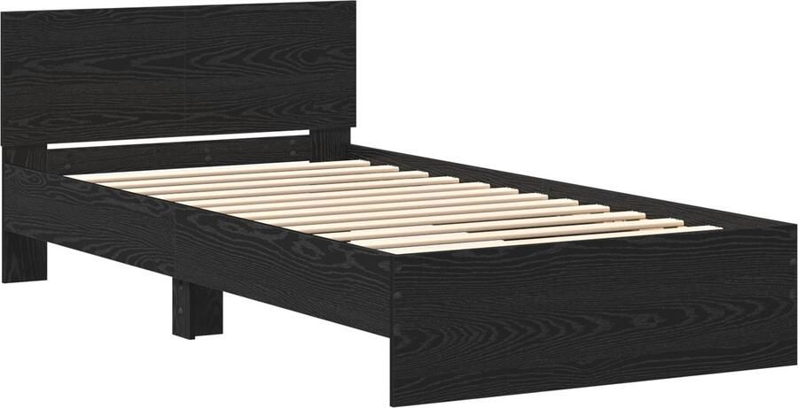 VidaXL Bedframe met hoofdeinde Zwart Eiken 100 x 200 cm Bewerkt hout