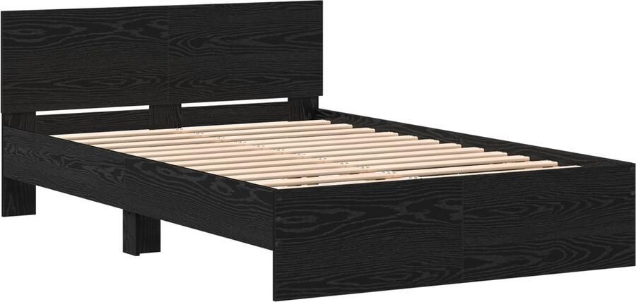 VidaXL Bedframe met hoofdeinde Zwart Eiken 120 x 190 cm Bewerkt hout