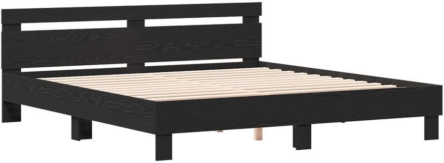 VidaXL Bedframe met Hoofdbord met hoofdeinde Zwart Eiken 180 x 200 cm