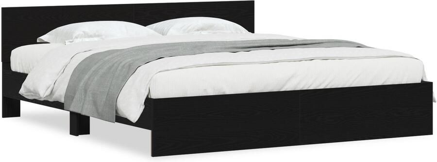 VidaXL Bedframe met Hoofdgedeelte Zwart Eiken 180 x 200 cm Engineered Hout
