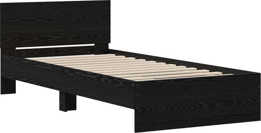 VidaXL Bedframe met hoofdeinde Zwart eiken 90 x 190 cm Bewerkt hout