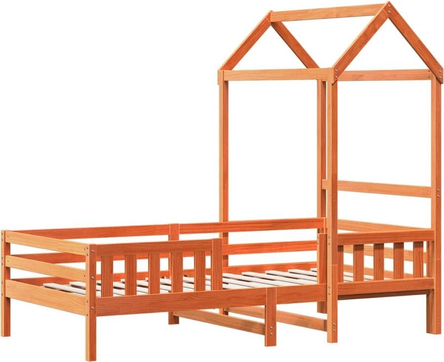 VidaXL Bedframe met huisje massief grenenhout wasbruin 90x190 cm - Foto 2