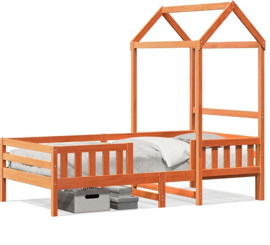 VidaXL Bedframe met huisje massief grenenhout wasbruin 90x190 cm