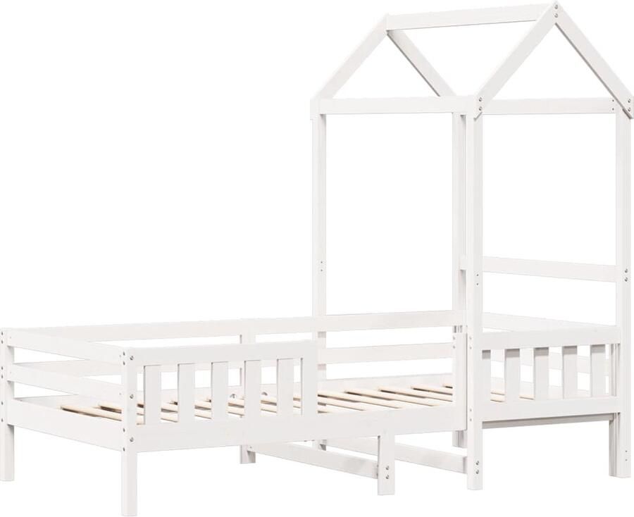 VidaXL Bedframe met huisje massief grenenhout wit 80x200 cm
