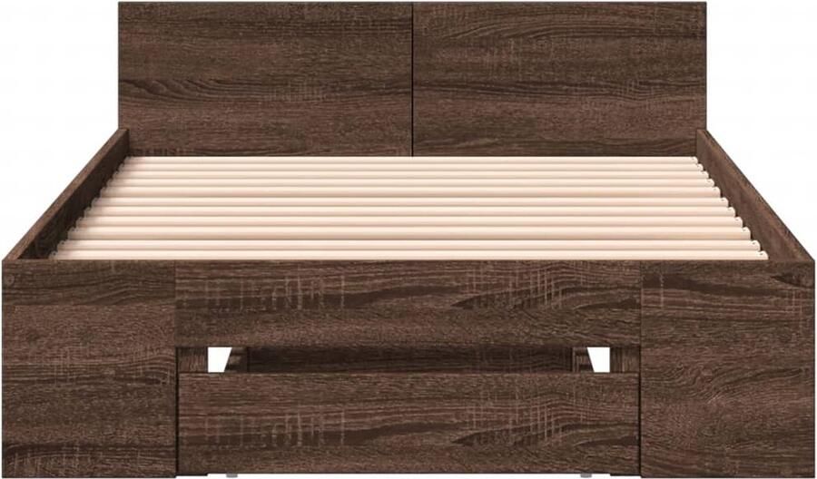 VidaXL -Bedframe-met-lade-bewerkt-hout-bruin-eikenkleurig-100x200-cm - Foto 2