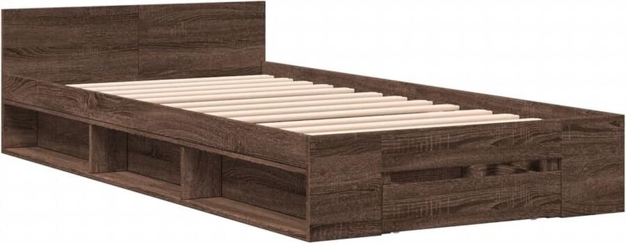VidaXL -Bedframe-met-lade-bewerkt-hout-bruin-eikenkleurig-90x190-cm - Foto 2