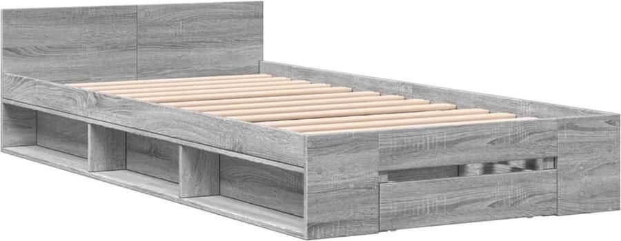 VidaXL -Bedframe-met-lade-bewerkt-hout-grijs-sonoma-eiken-90x200-cm - Foto 3