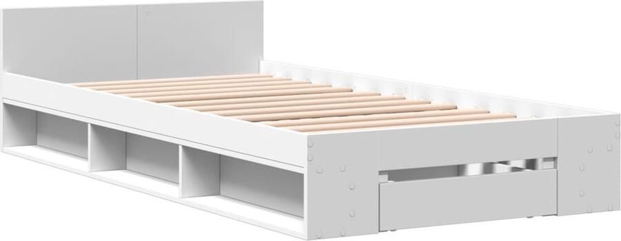 VidaXL -Bedframe-met-lade-bewerkt-hout-wit-100x200-cm