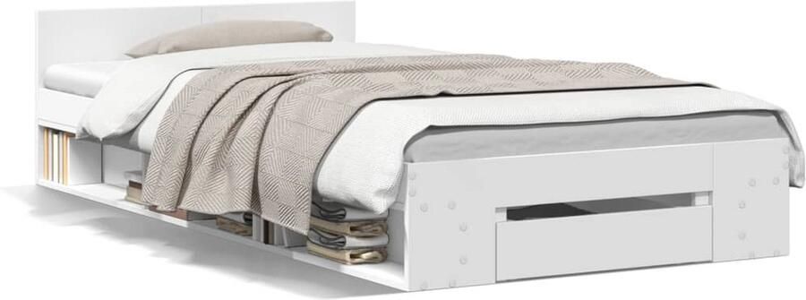 VidaXL -Bedframe-met-lade-bewerkt-hout-wit-75x190-cm